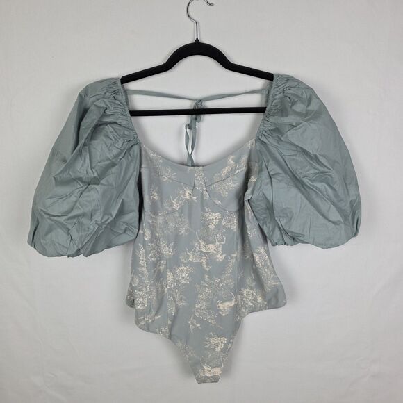 NWT Free People Intimately Sage Green Prairie Corset Bodysuit Sz XL Cotragecore - Picture 2 of 8